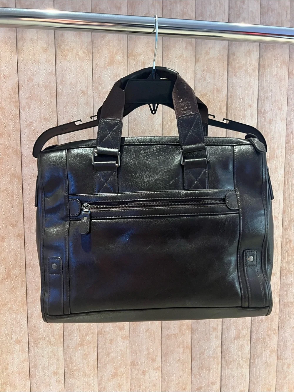 Black Leather Briefcase Messenger Bag